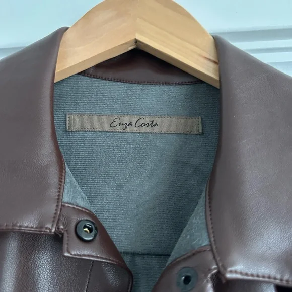 Enza Costa Brown Leather Jacket - Picture 2 of 3